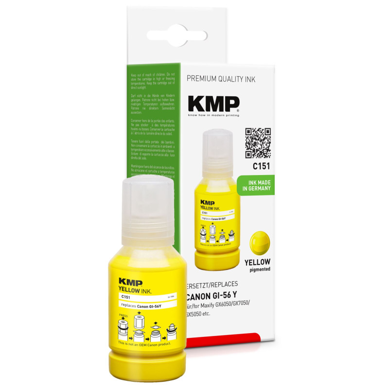 KMP C151 Tintentank yellow kompatibel mit Canon GI-56 Y