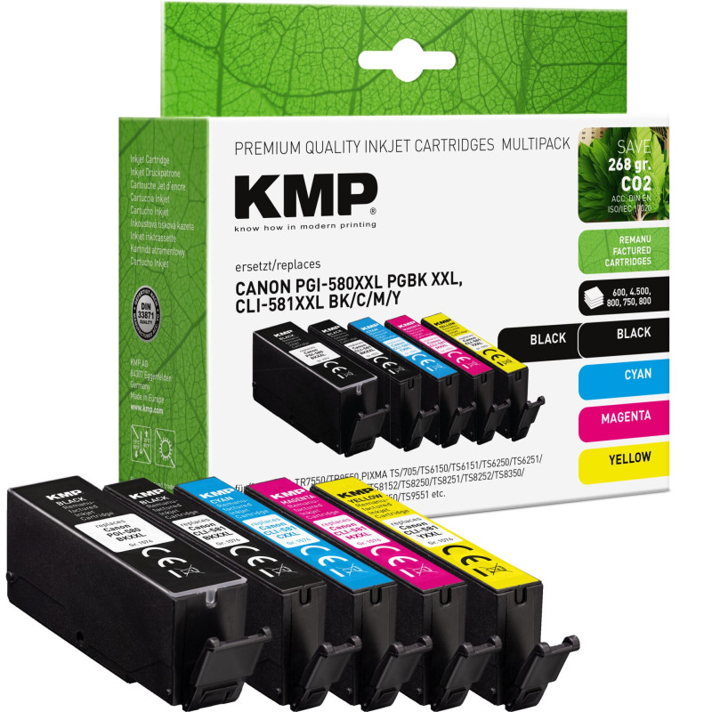 KMP Multipack kompatibel mit Canon PGI-580/CLI-581 BKCMY XXL