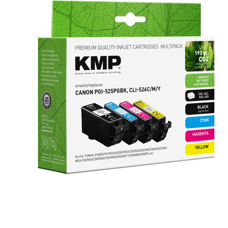 KMP Multipack replaces Canon PGI-525/CLI-526 C/M/Y