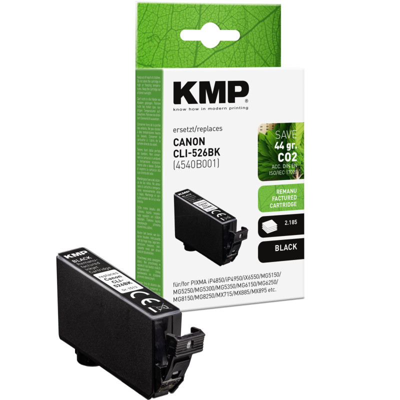KMP ink black replaces Canon CLI-526 BK 4540B001
