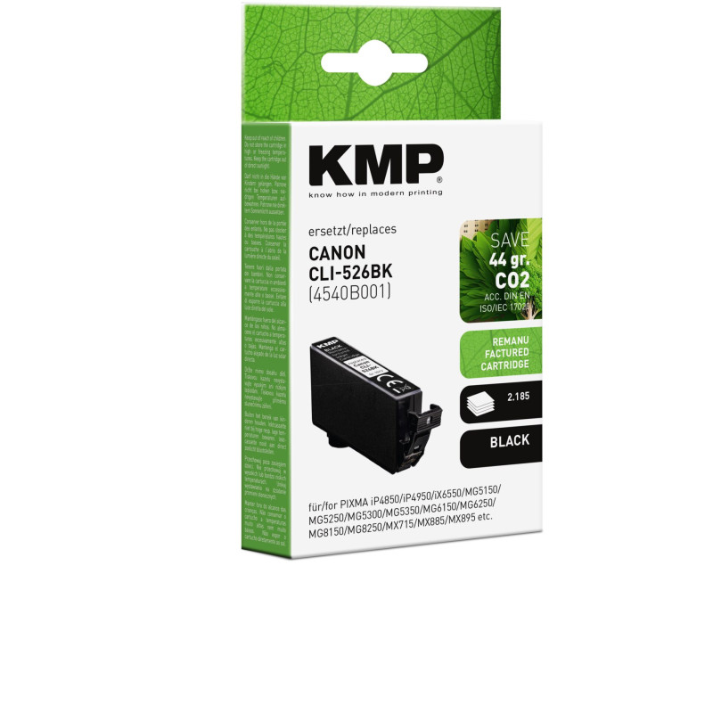 KMP ink black replaces Canon CLI-526 BK 4540B001