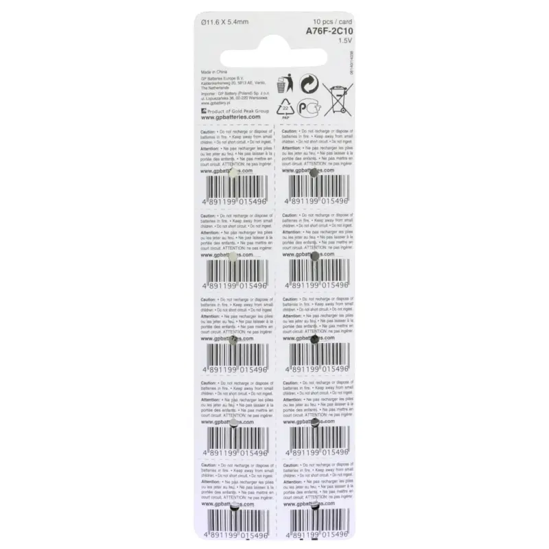 1x10 GP Alkaline LR44, 76A baterie guzikowe 1,5V