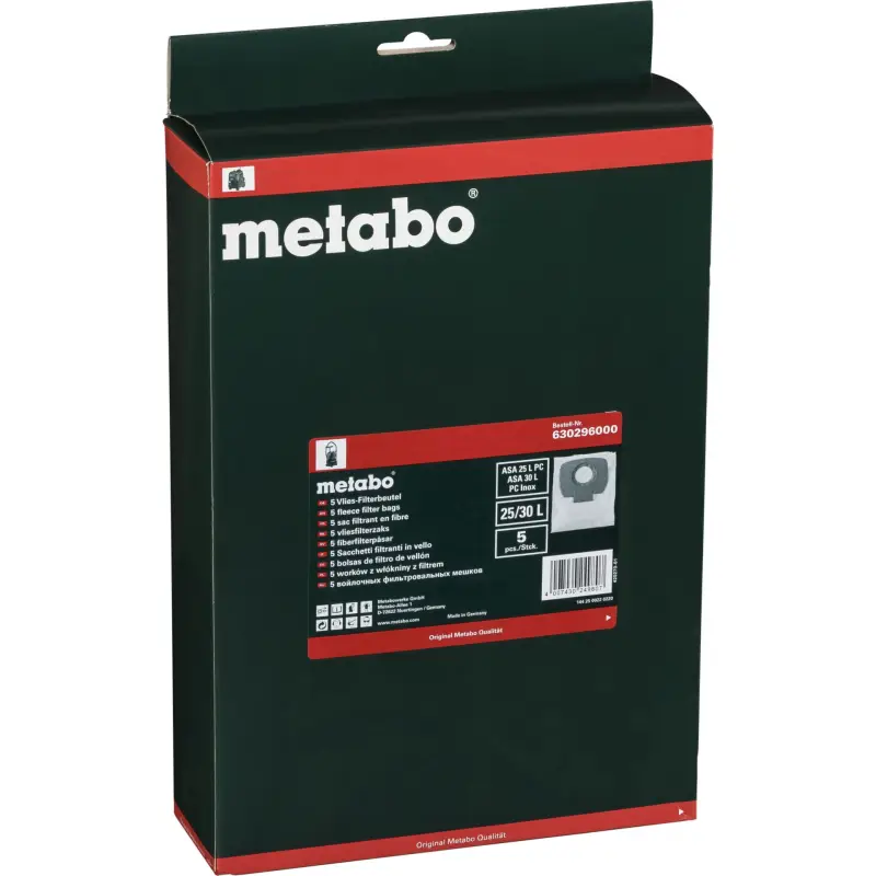 Metabo 5 Fleece Filter Bags 25 l 30 l