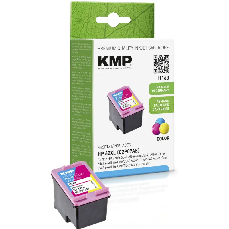 KMP H163 tusz 3 kolory kompatybilny z HP C2P07AE 62 XL