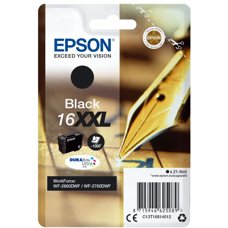 Epson Tusz czarny DURABrite Ultra XXL T 168 T 1681