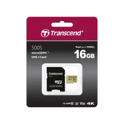 Transcend microSDHC 500S    16GB Class 10 UHS-I U3 V30 + adapter