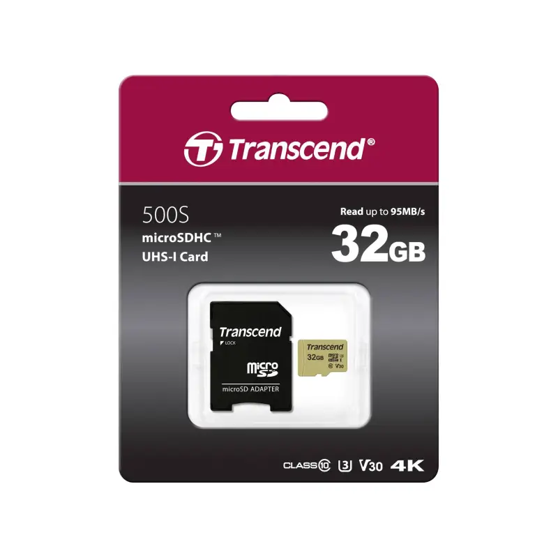 Transcend microSDHC 500S    32GB Class 10 UHS-I U3 V30 + adapter