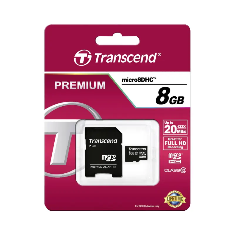 Transcend microSDHC          8GB Class 10 + adapter SD
