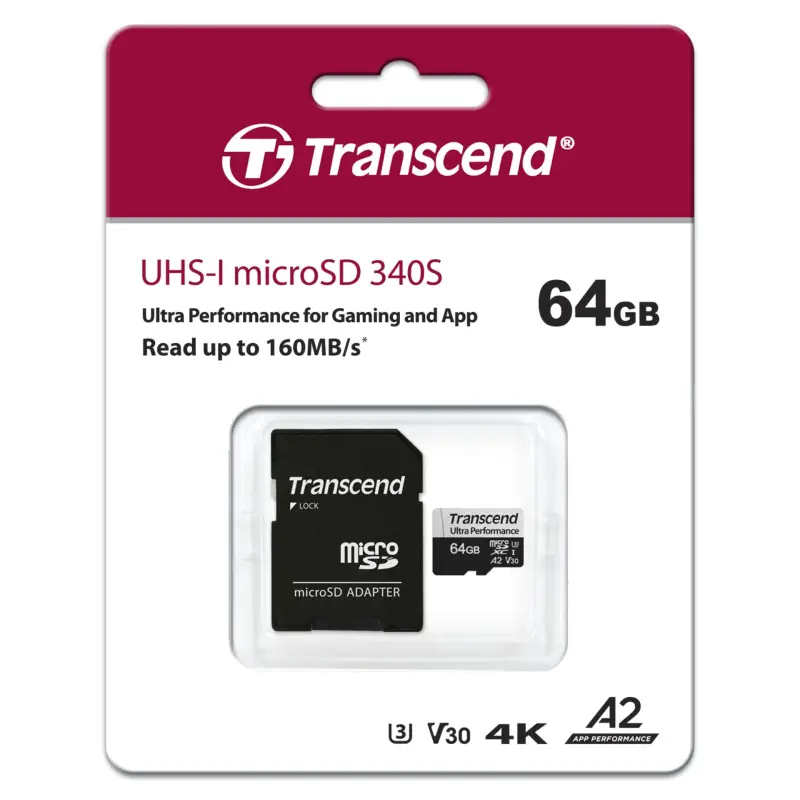 Transcend microSDXC 340S    64GB Class 10 UHS-I U3 A2