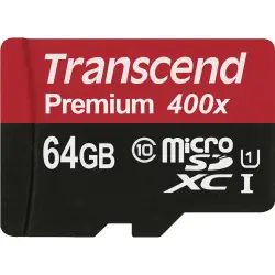 Transcend microSDXC         64GB Class 10 UHS-I 400x + adapter SD