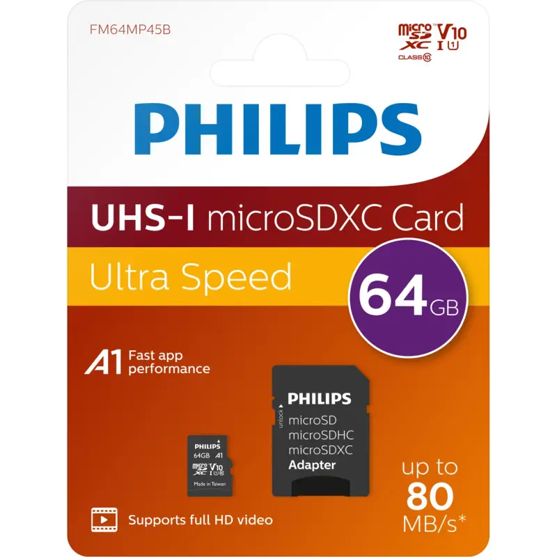 Philips MicroSDXC 2-Pack    64GB Class 10 UHS-I U1 incl. Adapter