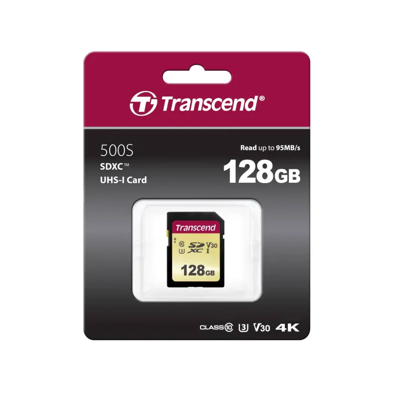 Transcend SDXC 500S        128GB Class 10 UHS-I U3 V30