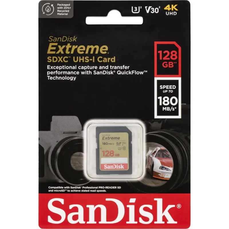SanDisk Extreme SDXC       128GB UHS-I C10 U3 V30