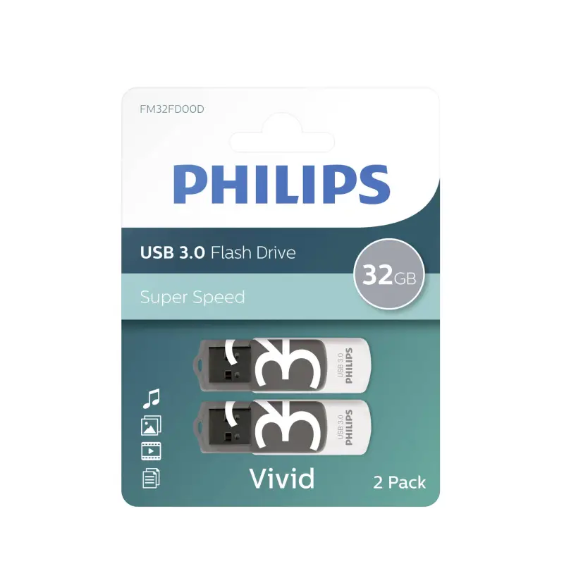 Philips USB 3.0 2-Pack      32GB Vivid Edition Shadow Grey