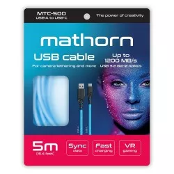 Kabel fotograficzny Mathorn MTC-500 5m 10Gbps 60W USB A-C ArcticBlue