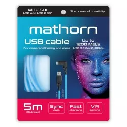 Kabel fotograficzny Mathorn MTC-501 5m 10Gbps 60W USB A-C90 ArcticBlue
