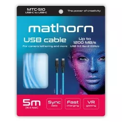 Kabel fotograficzny Mathorn MTC-510 5m 10Gbps 60W USB C-C ArcticBlue