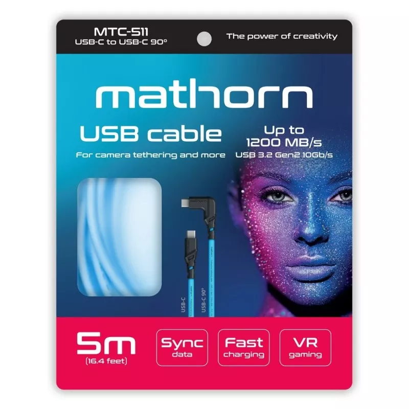 Kabel fotograficzny Mathorn MTC-511 5m 10Gbps 60W USB C-C90 ArcticBlue