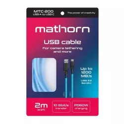 Kabel fotograficzny Mathorn MTC-200 2m 10Gbps PD60W USB A-C ArcticBlue