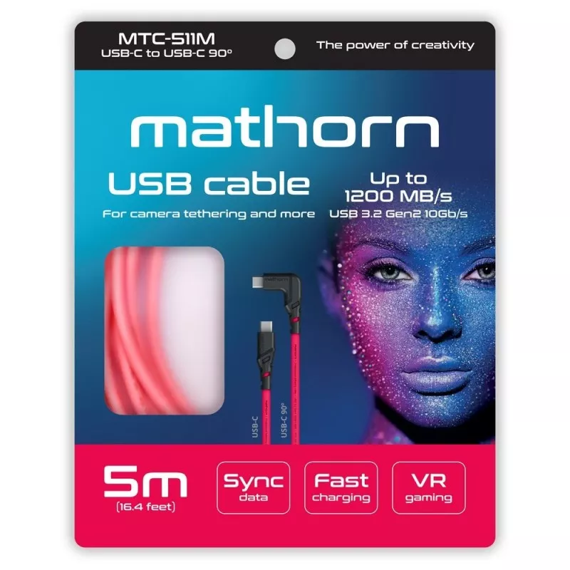 Kabel fotograficzny Mathorn MTC-511M 5m 10Gbps 60W USB C-C90 Magenta