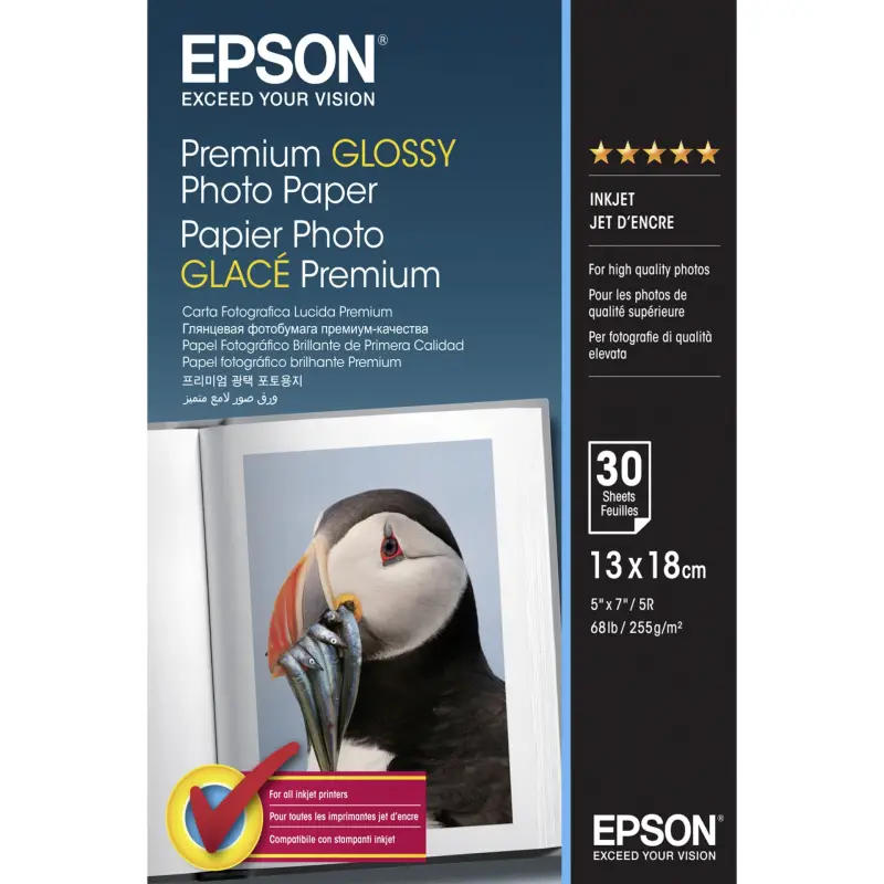 Epson Premium Glossy Photo Paper 13x18 cm, 30 kartek, 255 g