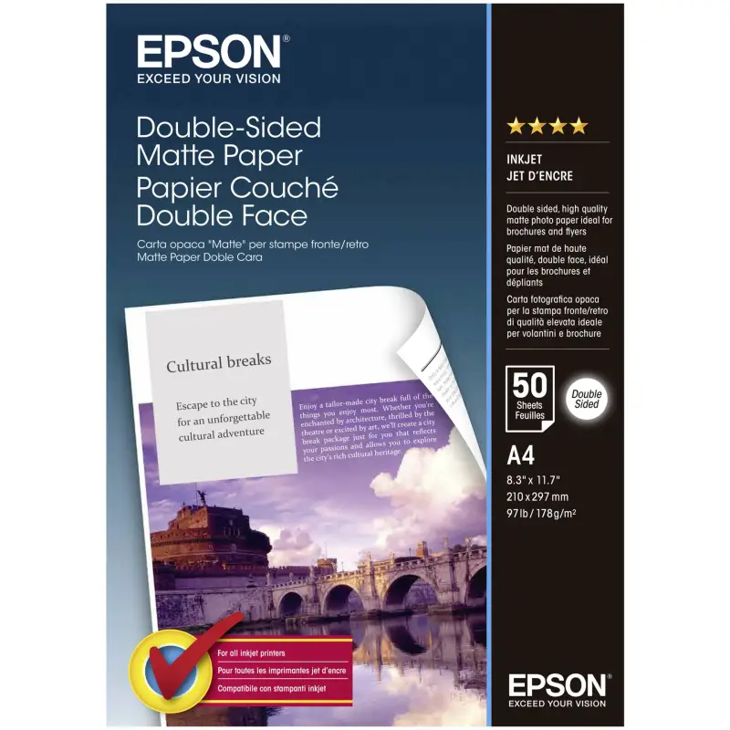 Epson Double Side Matte Paper A 4, 50 kartek, 178 g S 041569
