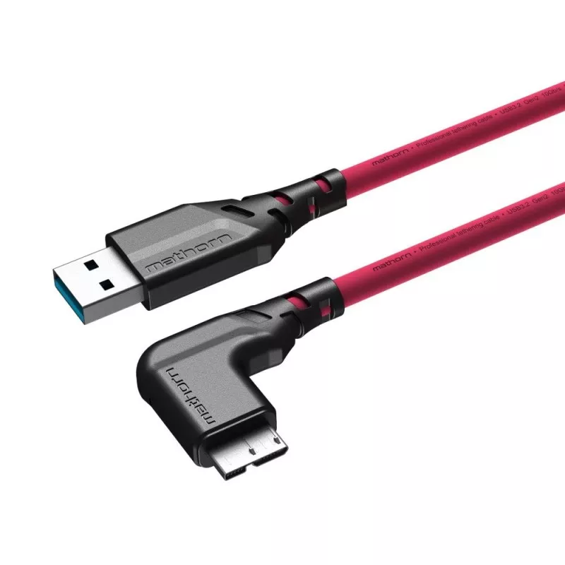 Kabel fotograficzny Mathorn MTC-521M 5m 10Gbps USB A - MicroB 90° Magenta