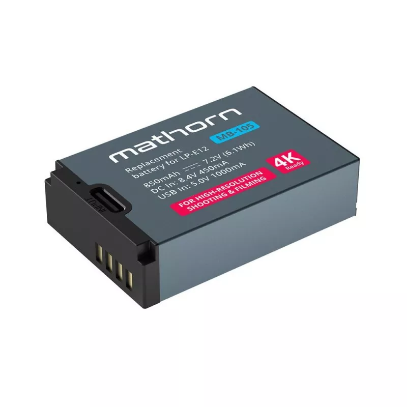 Bateria Mathorn MB-105 850mAh USB-C zamiennik Canon LP-E12