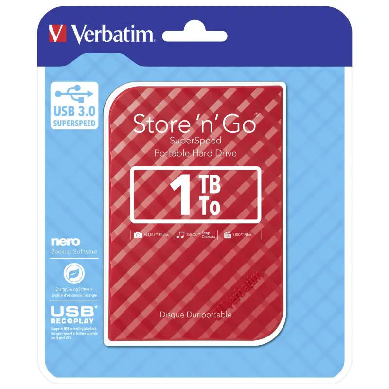 Verbatim Store n Go 2,5      1TB USB 3.0 red Gen 2          53203