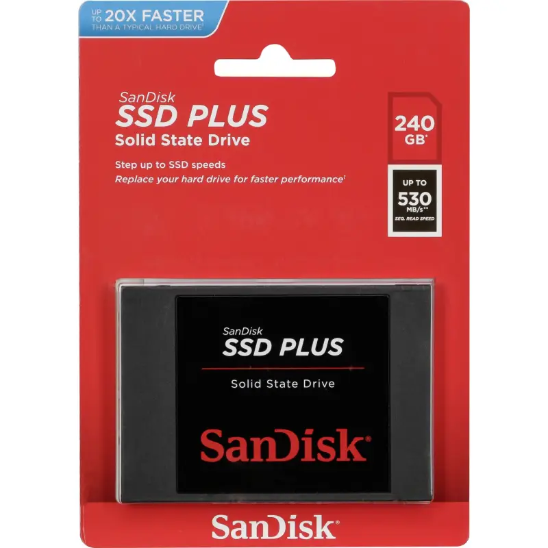 SanDisk SSD Plus           240GB Read 530 MB/s    SDSSDA-240G-G26