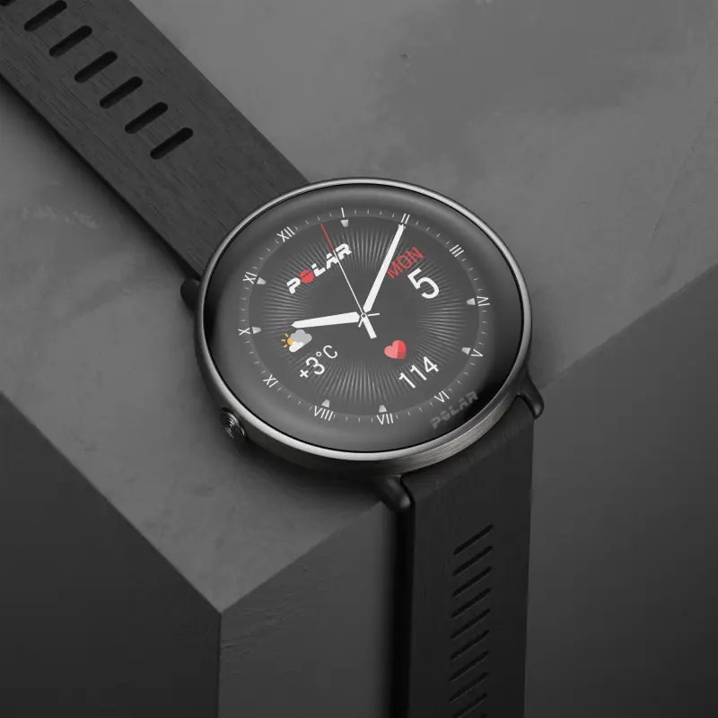 Polar Ignite 3 Titanium Silicone Band black