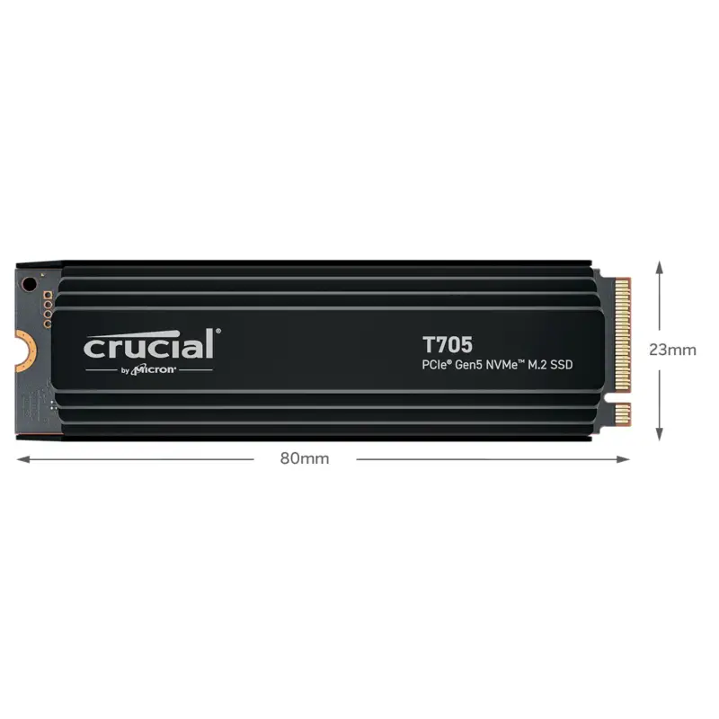 Crucial T705 with heatsink   4TB PCIe Gen5 NVMe M.2 SSD