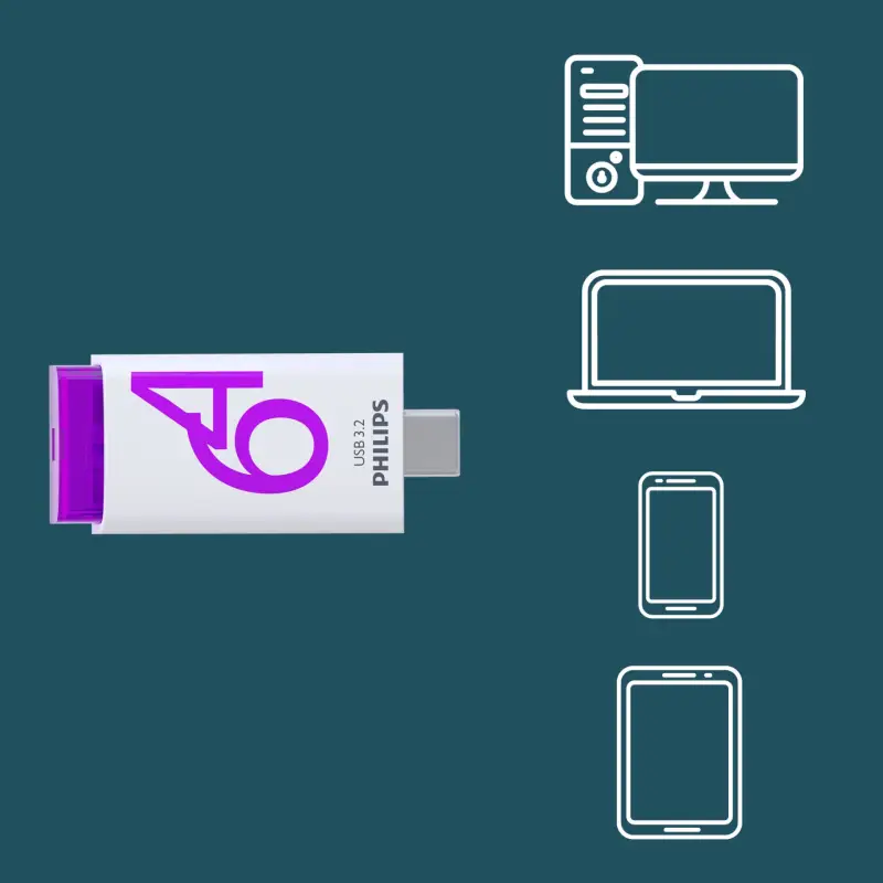 Philips USB 3.2             64GB Click Series Gen 1 USB-C