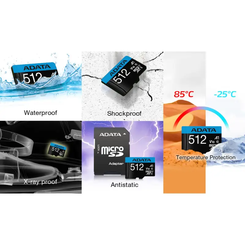 ADATA CARD MICROSDHC       512GB UHS-I CL10 100/20 MB/s W/1 Adap.