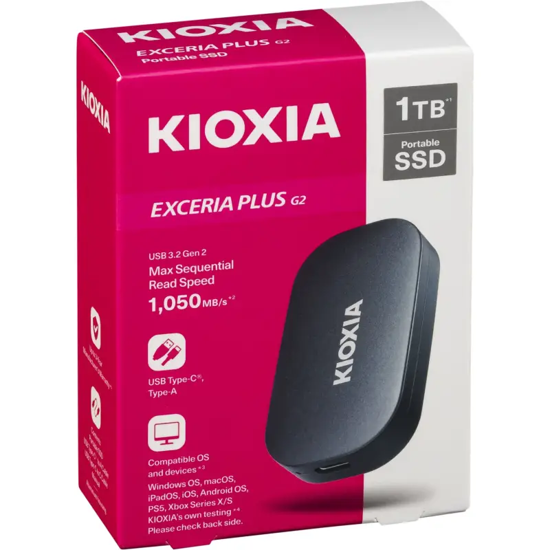 KIOXIA EXCERIA PLUS G2    1000GB Portable SSD USB 3.2 Gen2 Type C