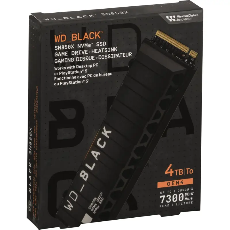 Western Digital Black SSD    4TB SN850x M.3 NVMe      WDS400T2XHE