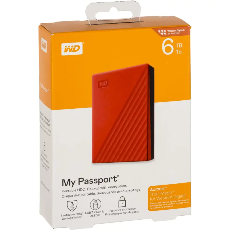 Western Digital My Passport  6TB Rot USB 3.2 Gen 1