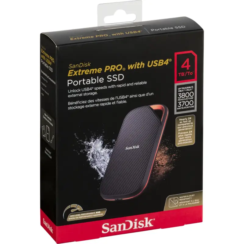 SanDisk Extreme Pro Portable SSD 4TB            SDSSDE82-4T00-G25