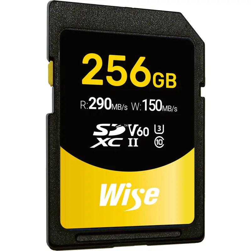 Wise SDXC UHS-II V60       256GB R:290MBs / W:150MBs   WI-SD-S256