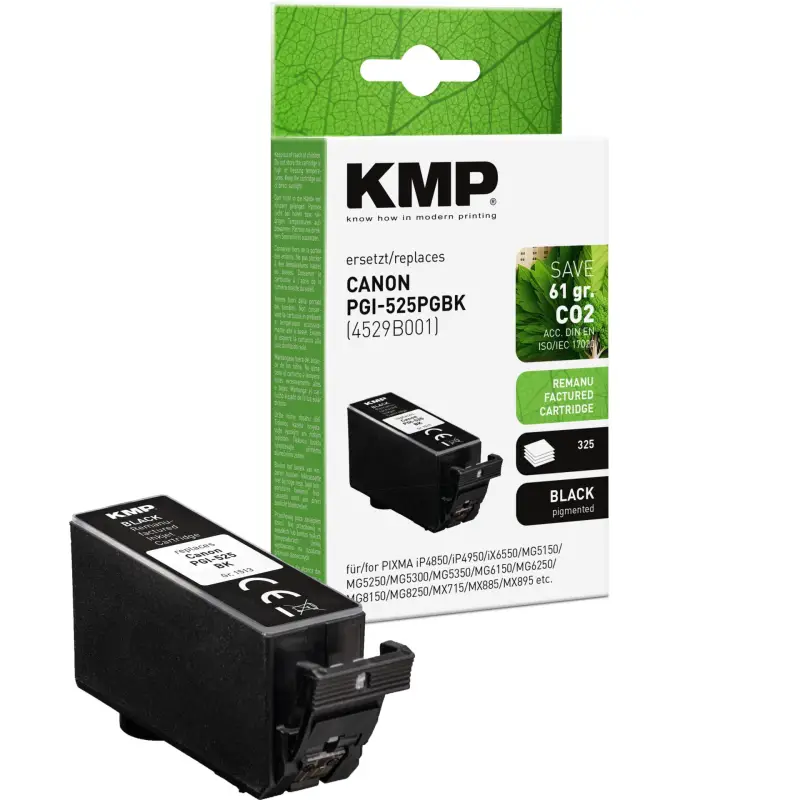 KMP Tinte schwarz ersetzt Canon PGI-525 PGBK 4529B001