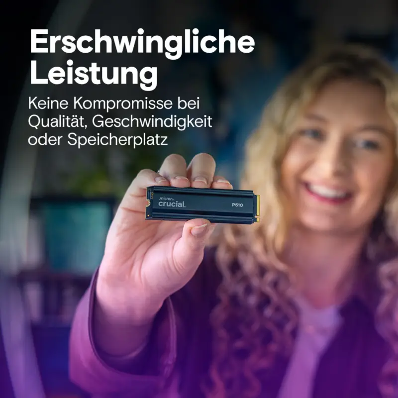 Crucial P510 Gen5 2280       1TB NVMe PCIe M.2 SSD z Heatsink