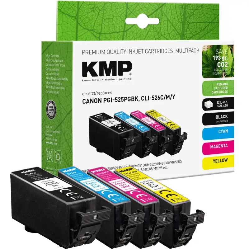 KMP Multipack replaces Canon PGI-525/CLI-526 C/M/Y