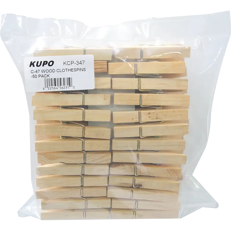 Kupo KCP-347 Wood C47 Spring-Type Clothspins (50 Pcs Per Bag)