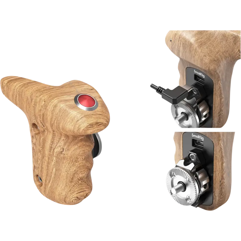 SmallRig 3324 Rosette Side Handle Wood with Record Start/Stop Remote Trigger