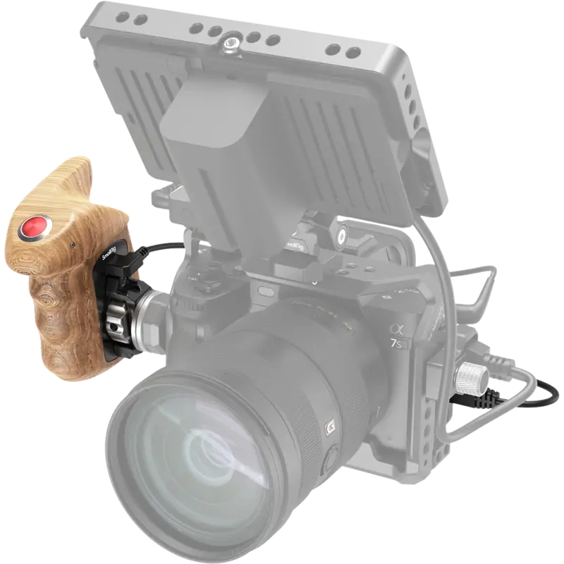 SmallRig 3324 Rosette Side Handle Wood with Record Start/Stop Remote Trigger