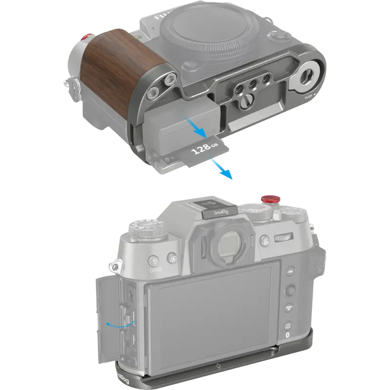 SmallRig 4736 Wooden L-Shape Grip for Fujifilm X-T50 Charcoal Silver