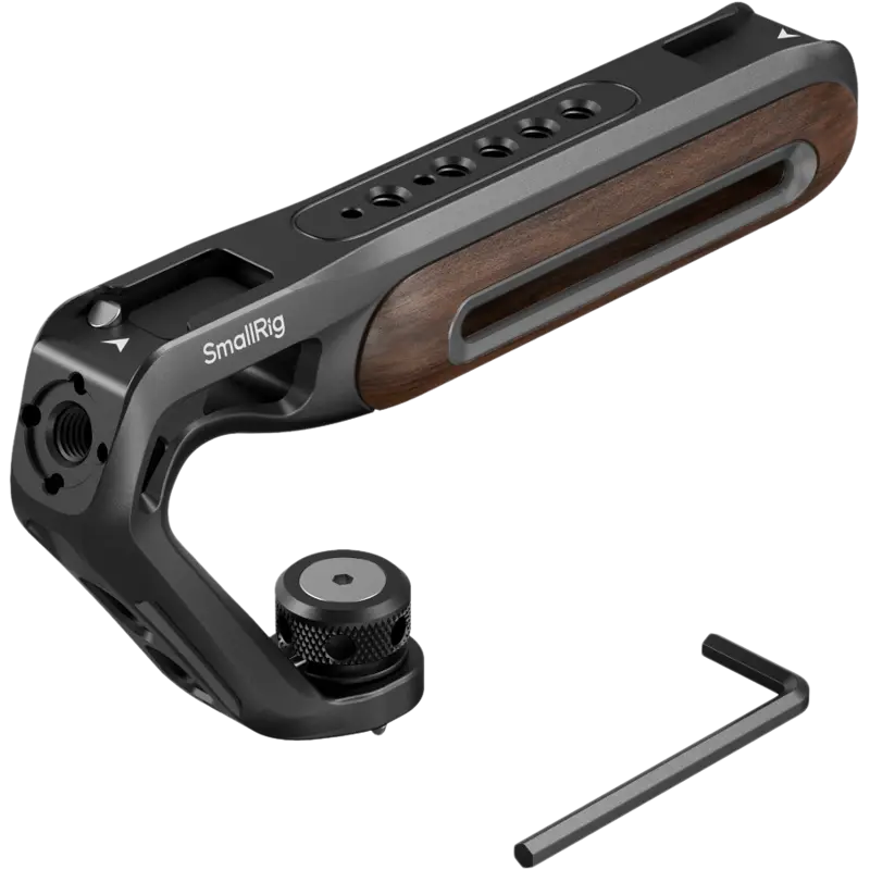 SmallRig 5252 Wooden Top Handle with 1/4''-20 and ARRI 3/8''-16 Locating Screw