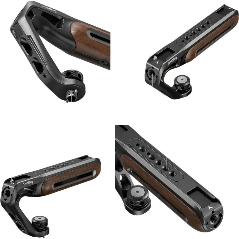 SmallRig 5252 Wooden Top Handle with 1/4''-20 and ARRI 3/8''-16 Locating Screw