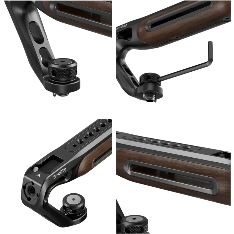 SmallRig 5252 Wooden Top Handle with 1/4''-20 and ARRI 3/8''-16 Locating Screw