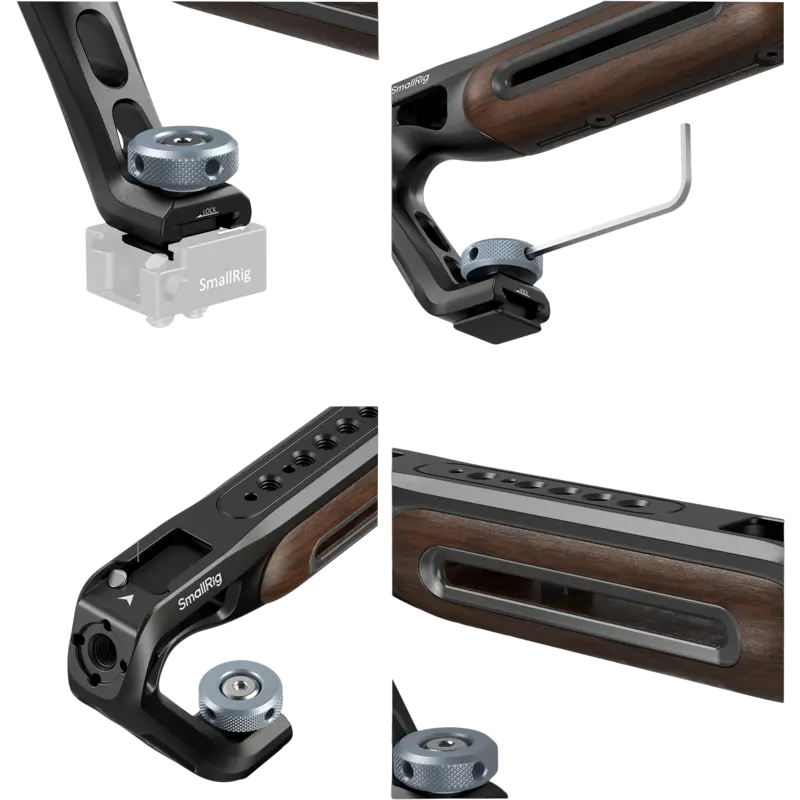 SmallRig 5250 Wooden Top Handle with Cold Shoe Mount